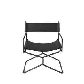black folding chair leather