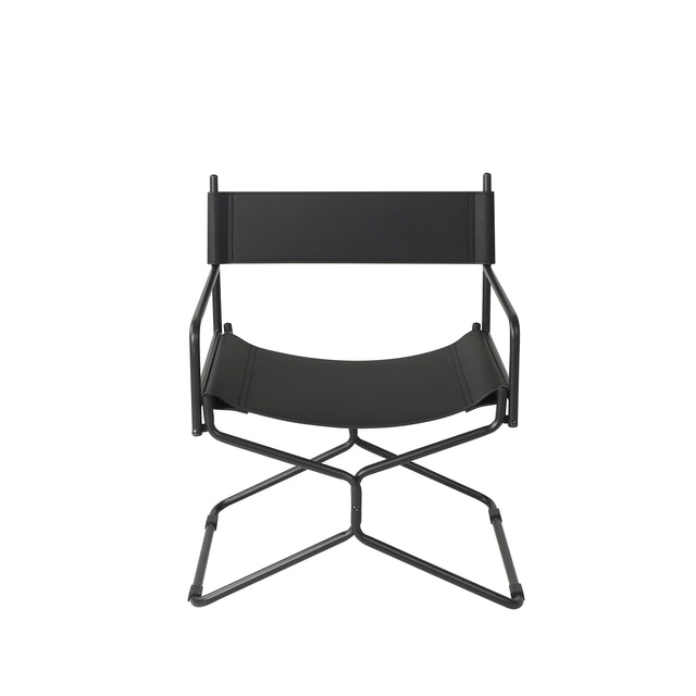 black folding chair leather