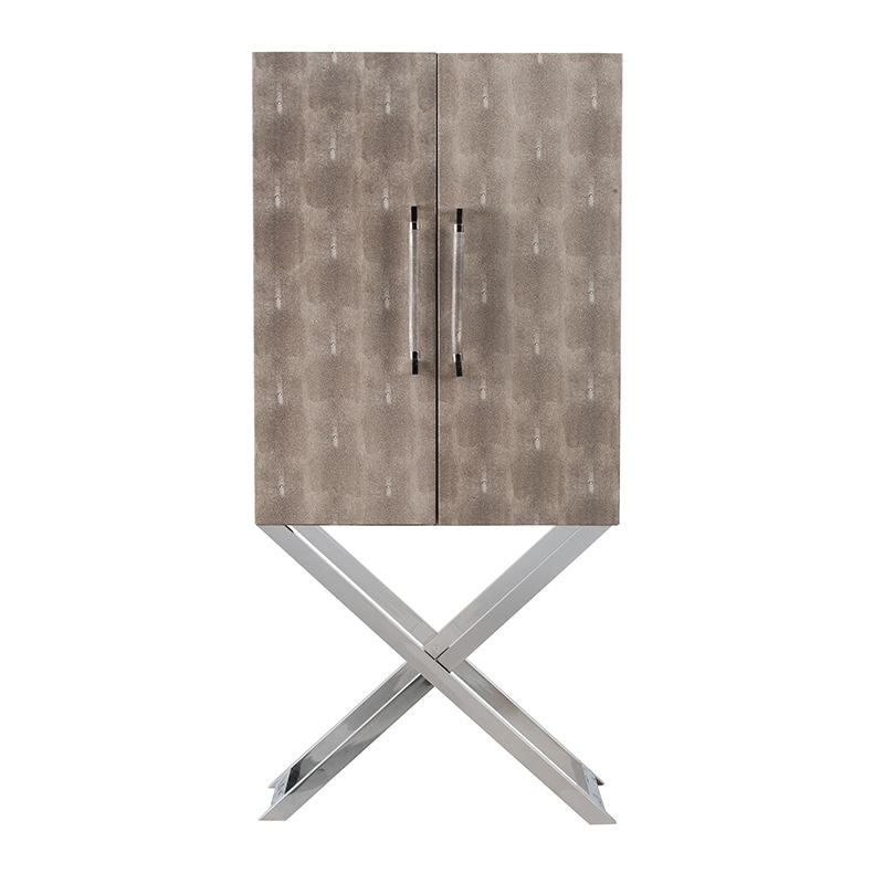 Modern Cabinet - Wood & Silver Finish