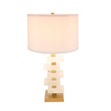 White and Gold Alabaster Slab Table Lamp