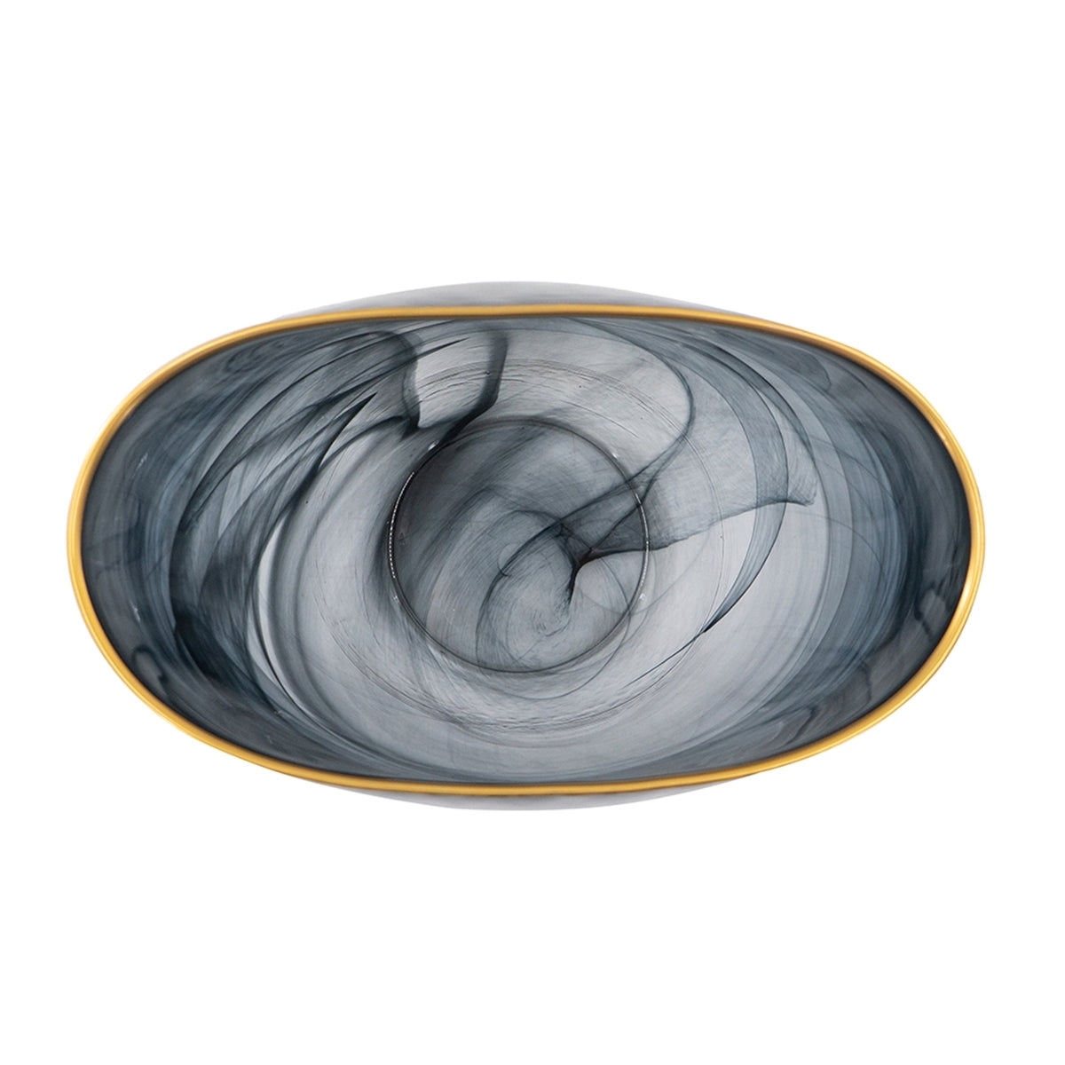 Smokey Black Glass Vase with Gold Rim