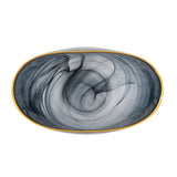 Smokey Black Glass Vase with Gold Rim