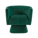 Emerald Green Diamond Stitched Velvet Swivel Chair – OROA, view 2