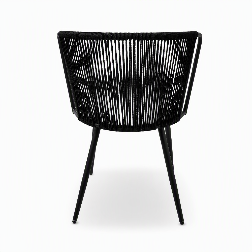 Black Rattan Dining Armchairs – Set of 2