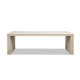 Veda Whitewashed Reclaimed Pine Geometric Waterfall Dining Table, Seats up to 8 - OROA Online Furniture