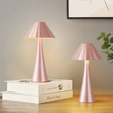 Light Pink Metal LED Table Lamps — pair styled on books