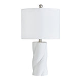 White Sculpted Ceramic Table Lamps — single lamp front view