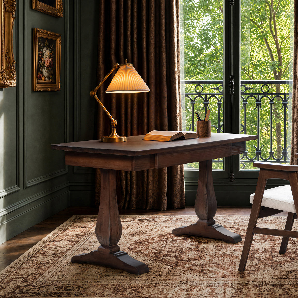 Whitmore Reclaimed Pine Writing Desk, Java Brown with Natural Grain - OROA Modern Furniture