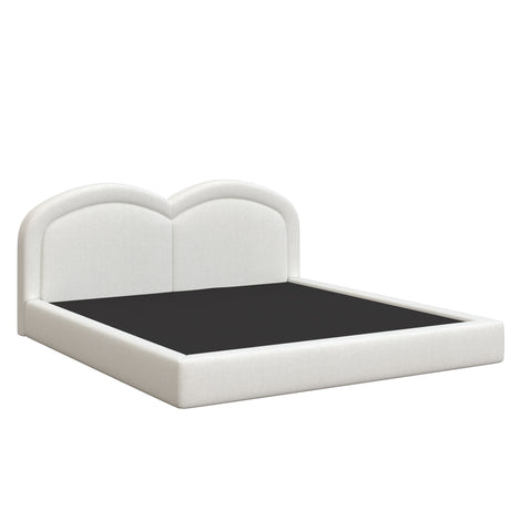 Cream Double Arch Upholstered King Bed – OROA, view 4