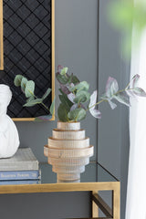 Tiered Geometric Amber Luster Clear Vase (S/2)