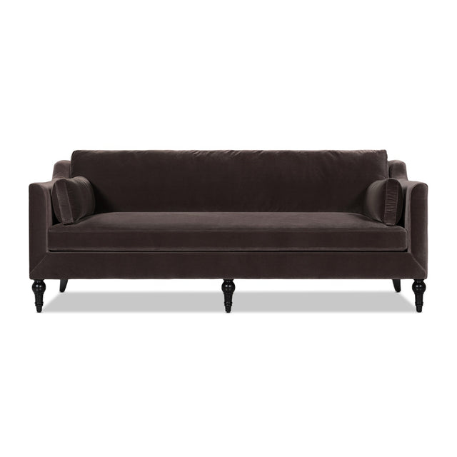 Josephine Modern Upholstered Sofa with Solid Wood Legs, Deep Brown Performance Velvet - OROA Modern Furniture