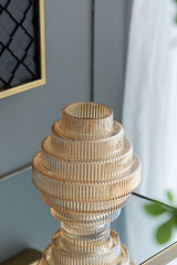 Tiered Geometric Amber Luster Clear Vase (S/2)