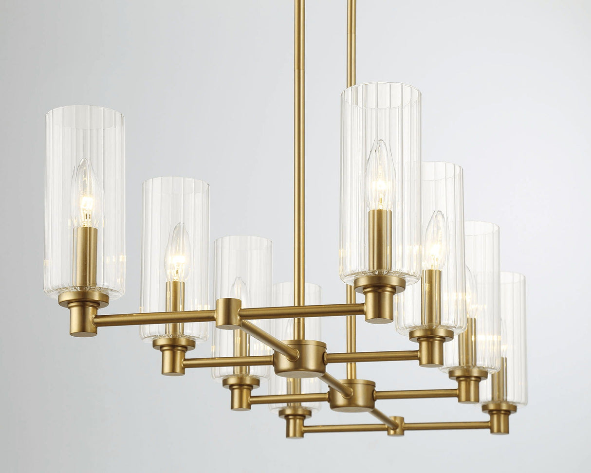 Island With Clear Ribbed Pendant Lamp Satin - Antique Brass - OROA