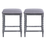 Turned bead-style legs bring a refined rustic character to this set of two counter stools. 