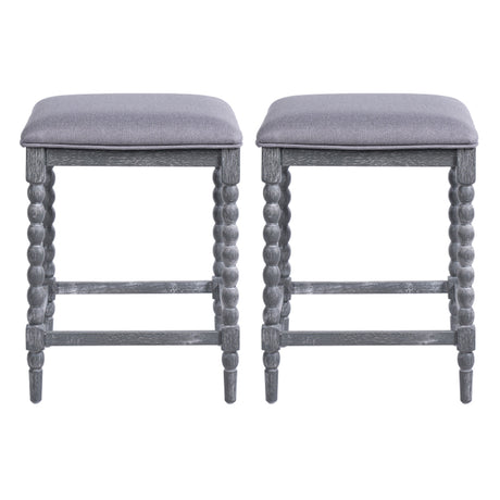 Turned bead-style legs bring a refined rustic character to this set of two counter stools. 