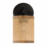Black Rattan Wall Sconce Wicker - OROA