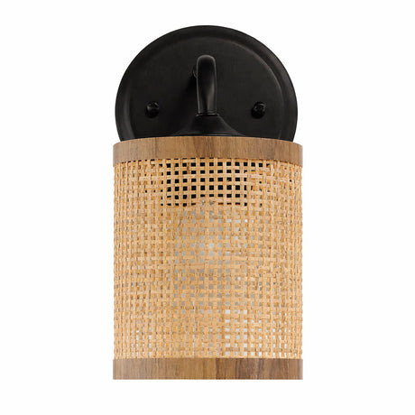 Black Rattan Wall Sconce Wicker | OROA