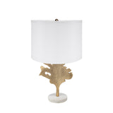 Gold and White Table Lamp with Leaf Design