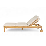 Riviera Outdoor Chaise Lounge with Wheels, Acacia Wood Frame (S/2)
