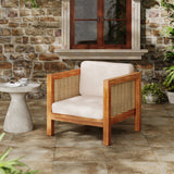 Outdoor Club Teak Chair With Rope Arm And Cushions - OROA