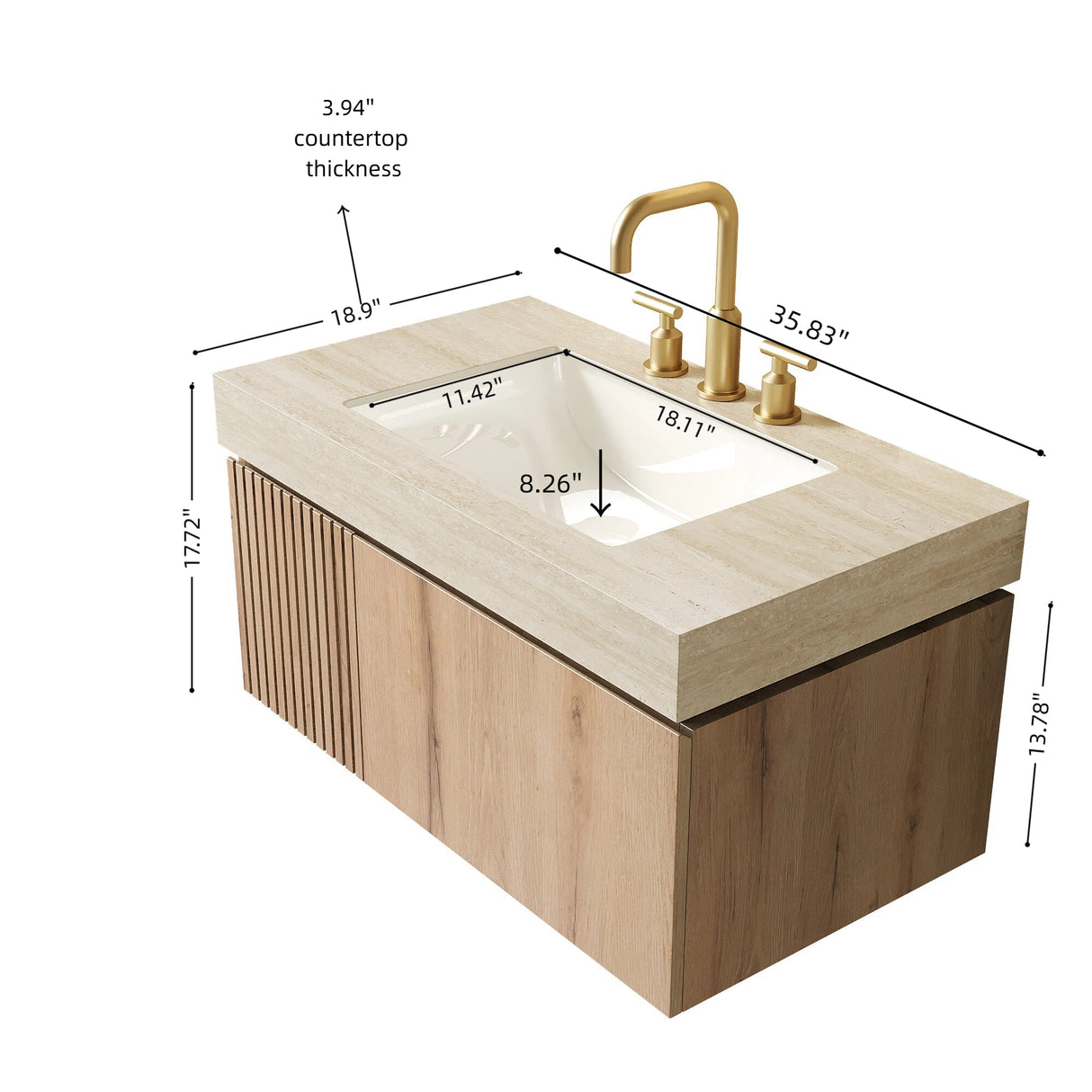 Roma Travertine Bathroom Vanity & Sink - OROA