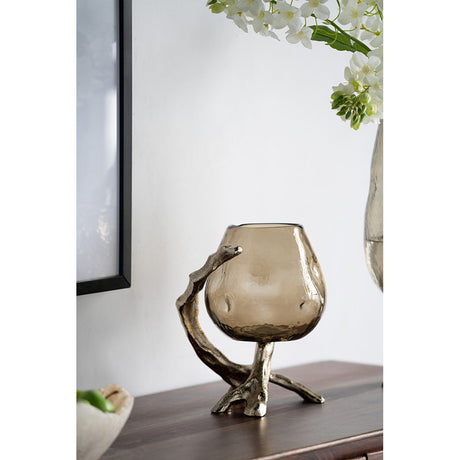Glass Candle Holder on Gold Metal Legs - OROA