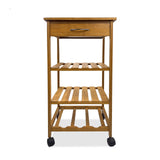 Contemporary Natural Finish Trolley with Storage Drawers and Open Shelves - OROA Modern Furniture