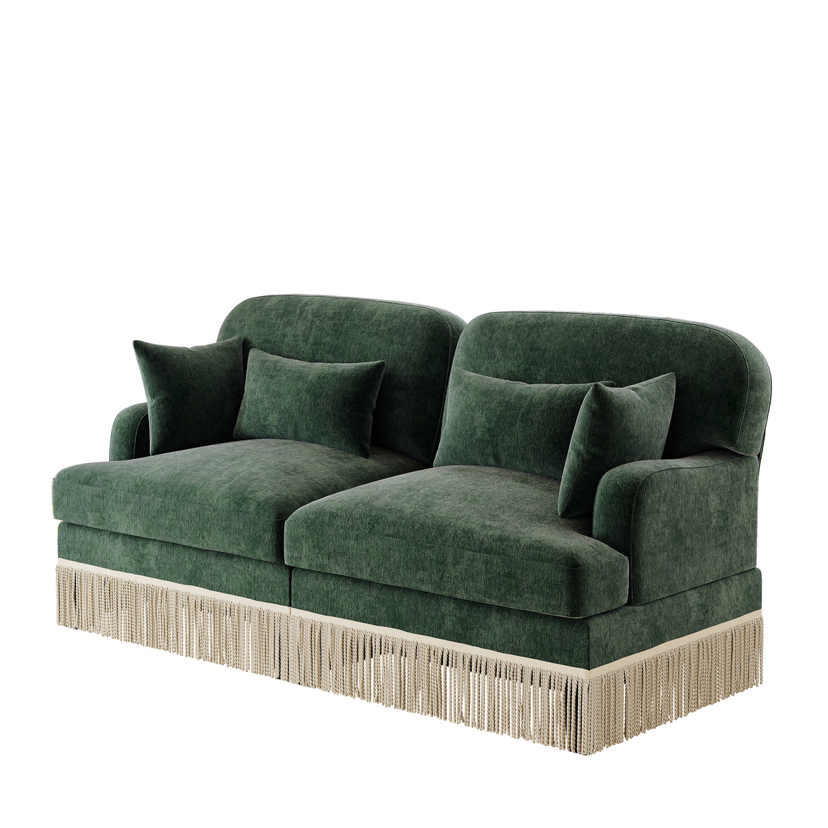Green Chenille Tassel Loveseat – OROA, view 3