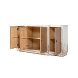 Amelie Patchwork 4-Door Sideboard, Antique White and Medium Brown Reclaimed Pine - OROA Online Furniture