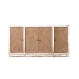 Amelie Patchwork 4-Door Sideboard, Antique White and Medium Brown Reclaimed Pine - OROA Online Furniture
