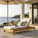 Teak Wood Chaise Lounge with 4-Inch Cushion - OROA