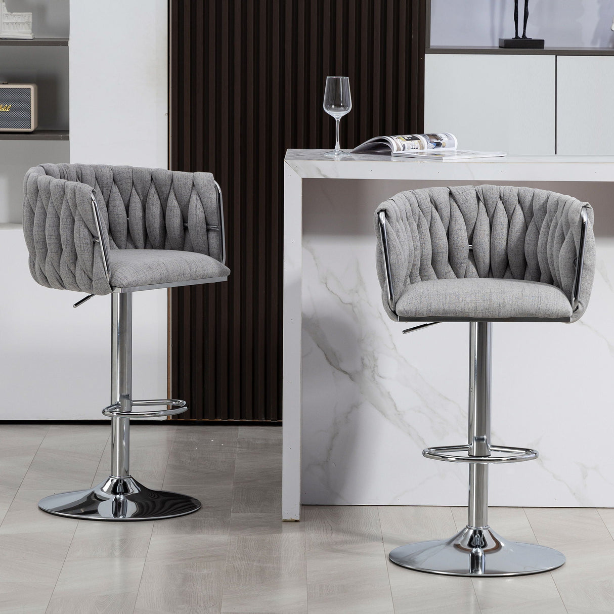 Swivel Adjustable Bar Stools Gray (S/2) - OROA