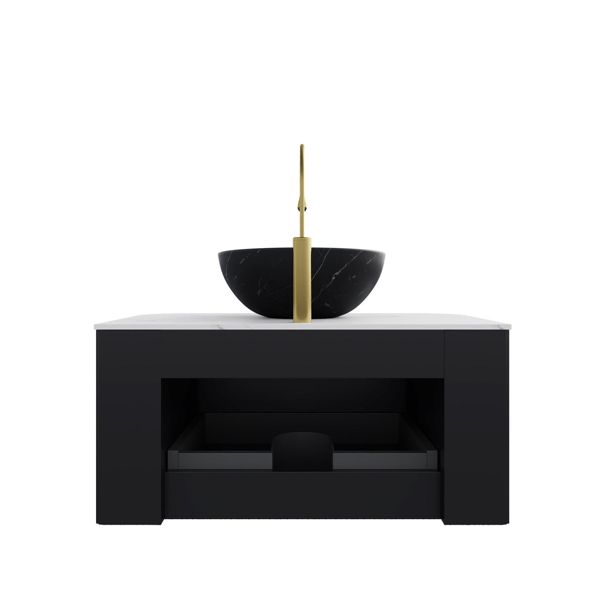 Modern Bathroom Vanity & Sink with Floating Curved Edges - OROA