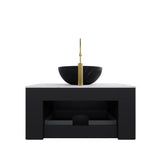 Modern Bathroom Vanity & Sink with Floating Curved Edges - OROA