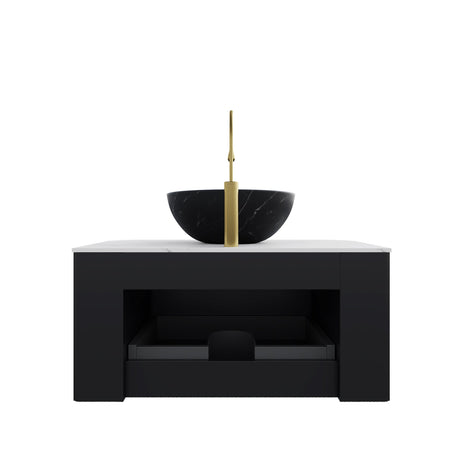 Modern Bathroom Vanity & Sink with Floating Curved Edges - OROA