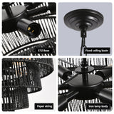 5-Tier Black Hemp Rope Pendant Light Chandelier