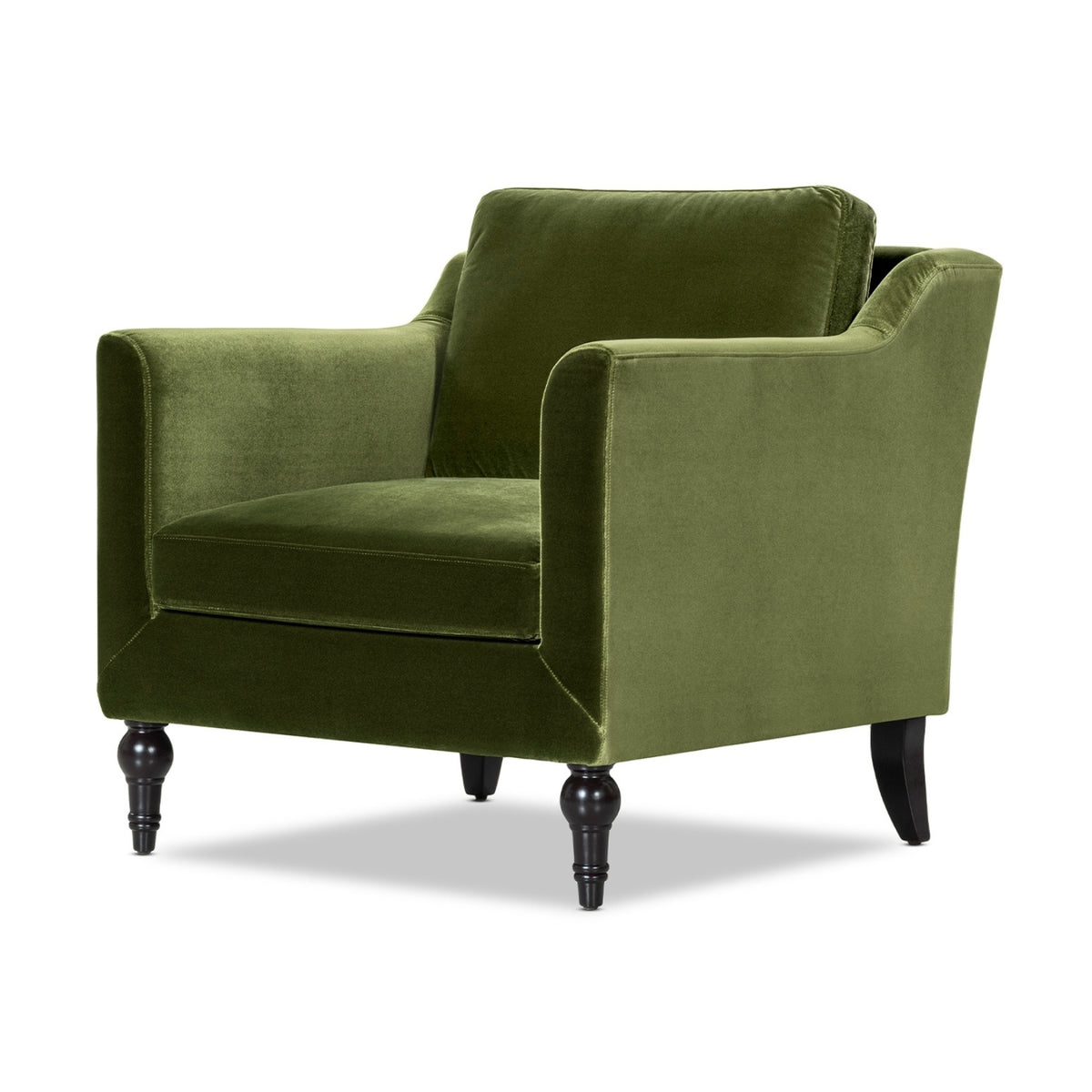 Josephine Upholstered Accent Chair with Wooden Legs, Olive Green Performance Velvet - OROA Online Furniture