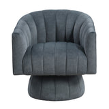 Dark Gray Channel Stitched Velvet Swivel Chair – OROA, view 2