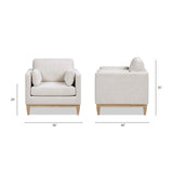 Knox Modern Farmhouse Arm Chair, Light Beige Chenille with Pinewood Frame - OROA Online Furniture