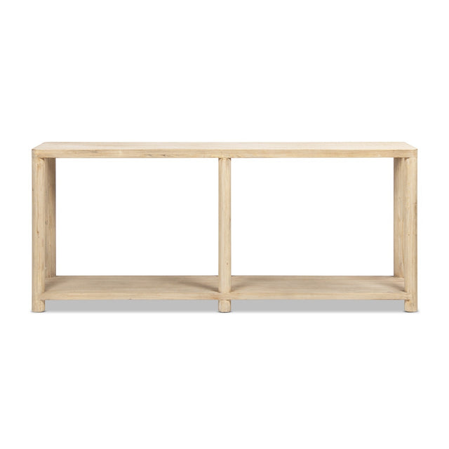 Milo Cerused Reclaimed Pine Console Table with Lower Shelf, Light Natural - OROA Online Furniture