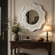 Cream White Ruffled Round Wall Mirror |