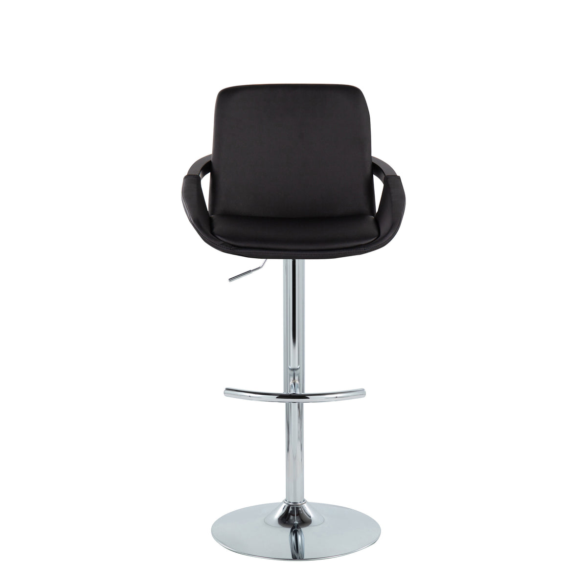 Black Faux Leather Adjustable Swivel Barstools — front view