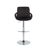Black Faux Leather Adjustable Swivel Barstools — front view
