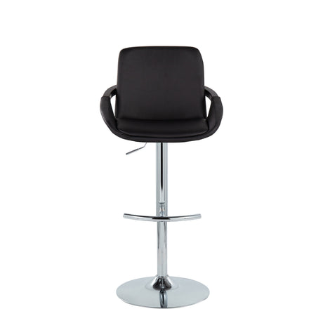 Black Faux Leather Adjustable Swivel Barstools — front view