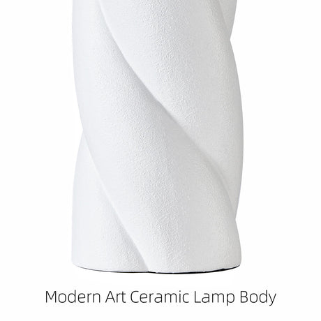 White Sculpted Ceramic Table Lamps — sculpted ceramic base close-up