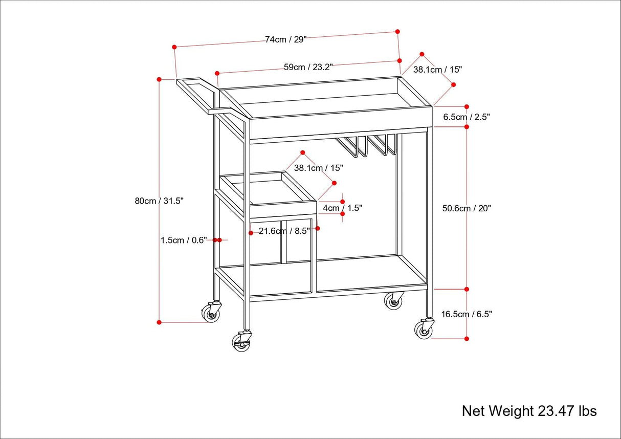 Natural Mango Wood Bar Cart - OROA