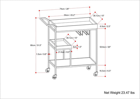 Natural Mango Wood Bar Cart | OROA