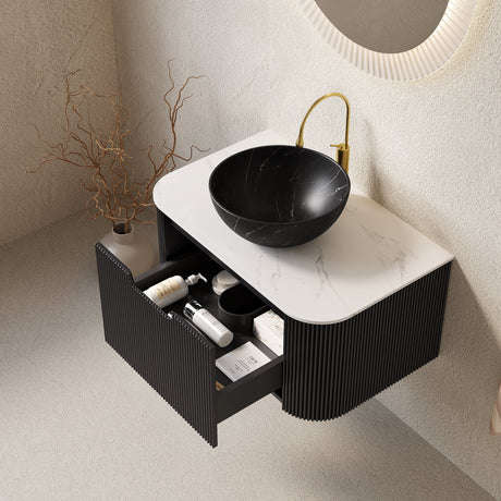 Modern Bathroom Vanity & Sink with Floating Curved Edges - OROA