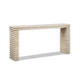 Veda Whitewashed Reclaimed Pine Geometric Console Table with Slim Stacked Legs - OROA Modern Furniture