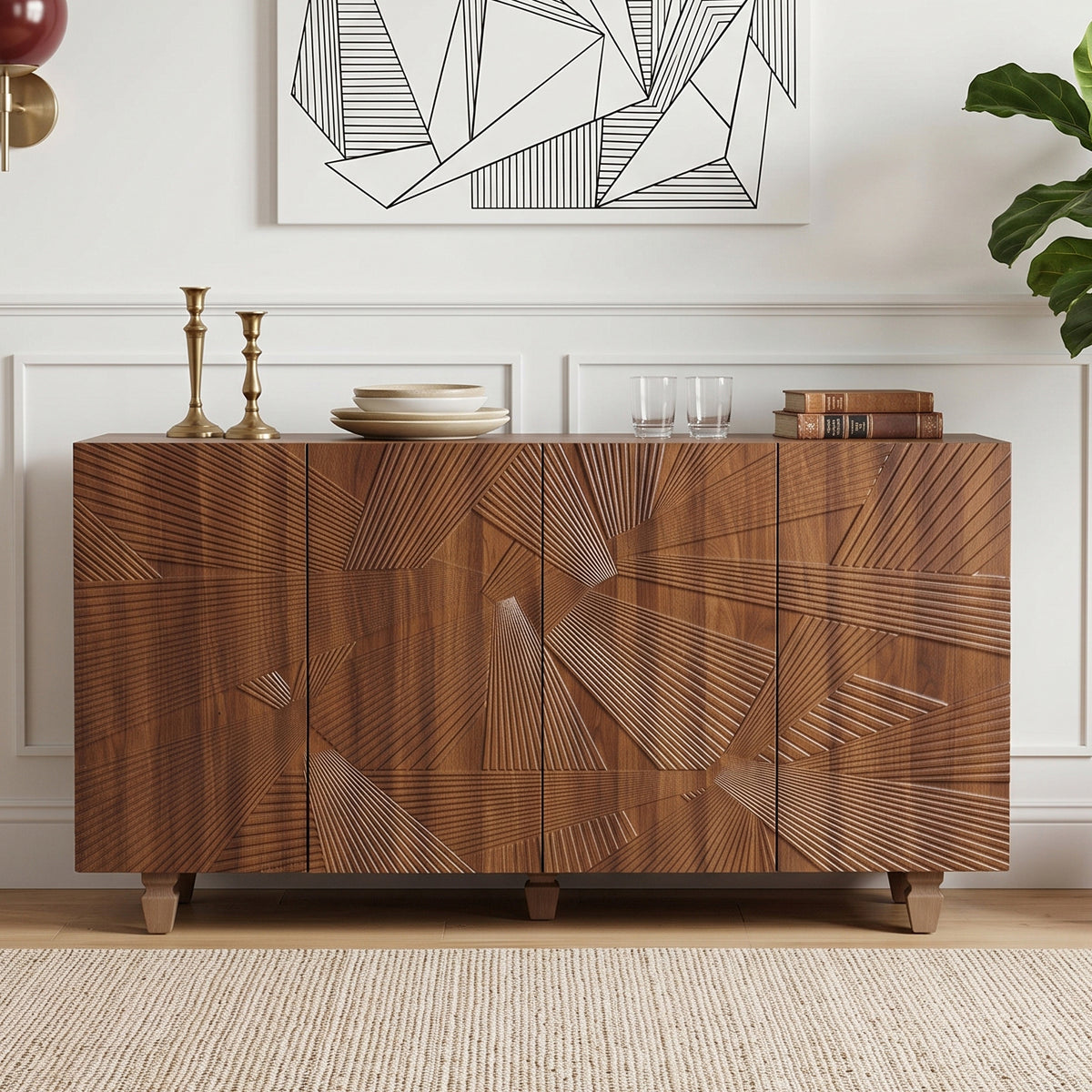 Brown Woven Pattern Sideboard 59 Inch – OROA, view 4